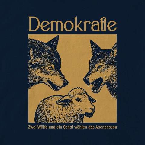 Zwei Wölfe, ein Schaf