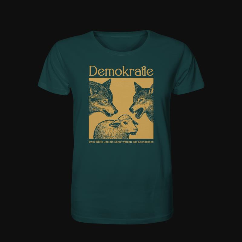 T-Shirt: Zwei Wölfe, ein Schaf